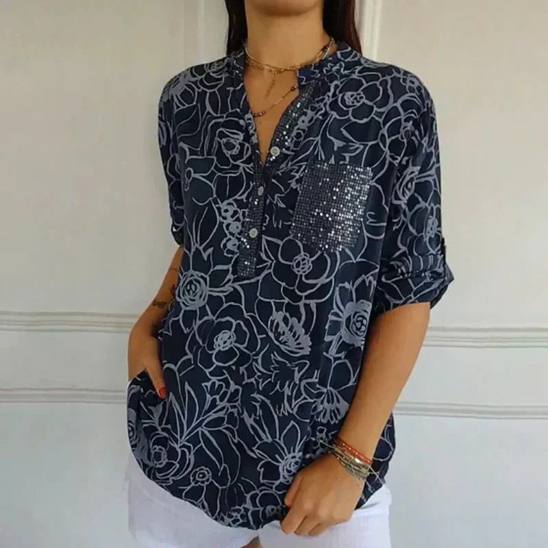 Coralie — Blusa elegante con estampado refinado