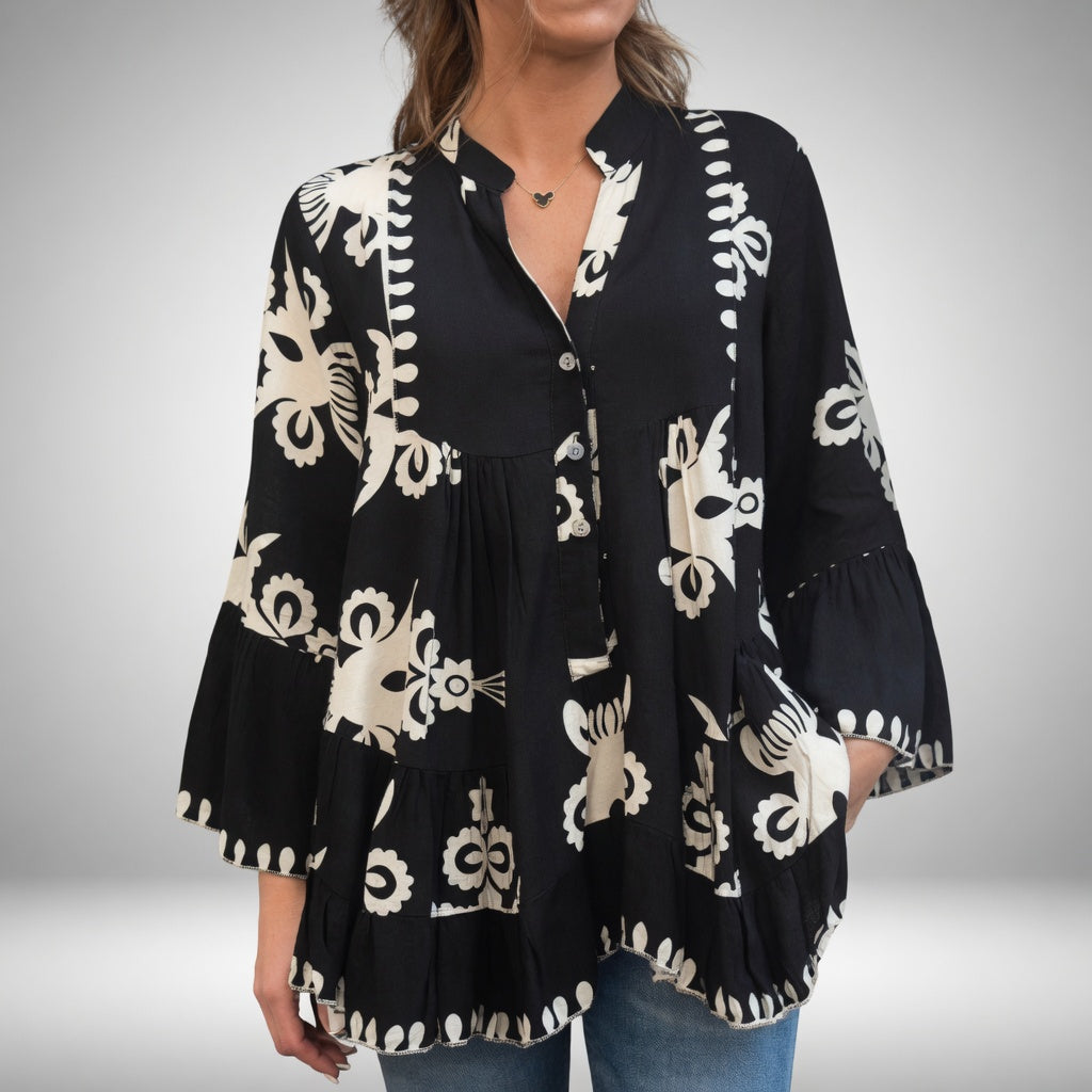 Théodeline — Blusa bohemia con bordados florales