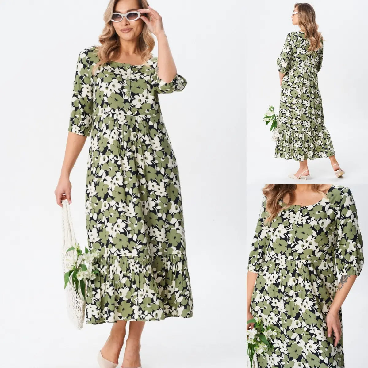 Florine — Vestido midi floral elegante y femenino