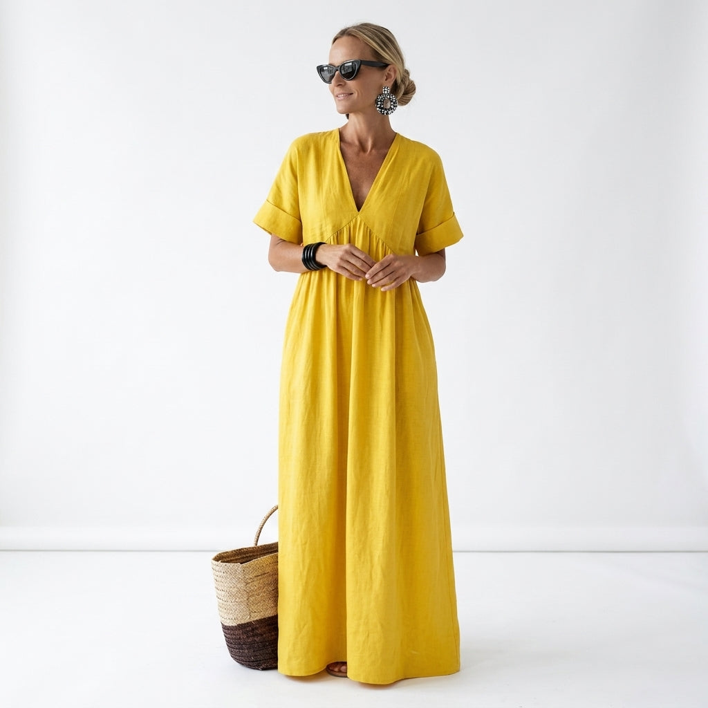 Azurine — Vestido maxi fluido y vibrante