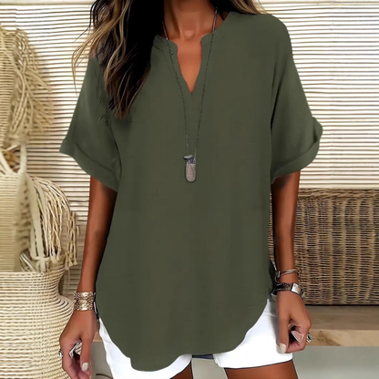 Émilie — Blusa fluida elegante con cuello abierto