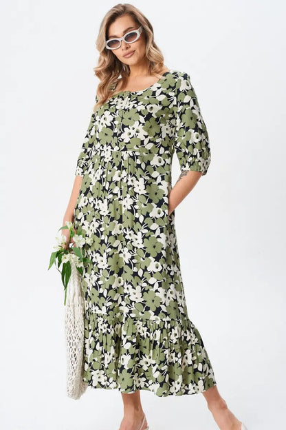 Florine — Vestido midi floral elegante y femenino
