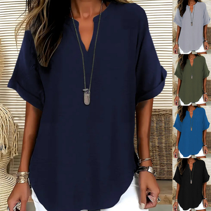 Émilie — Blusa fluida elegante con cuello abierto