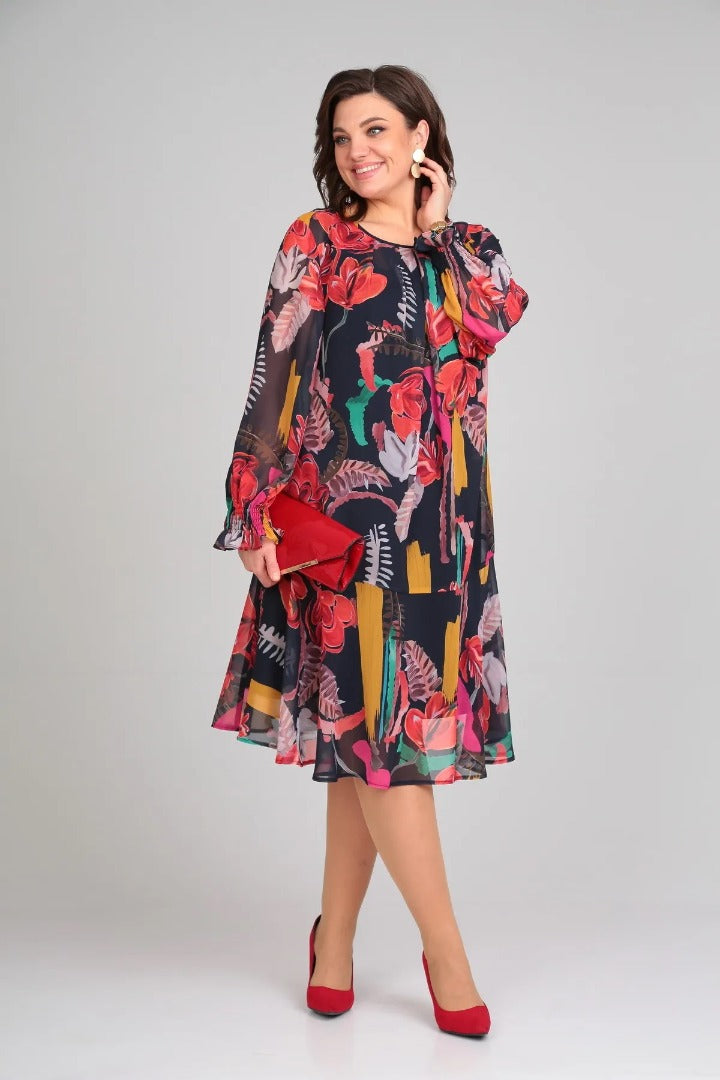 Manuelle — Vestido floral fluido elegante