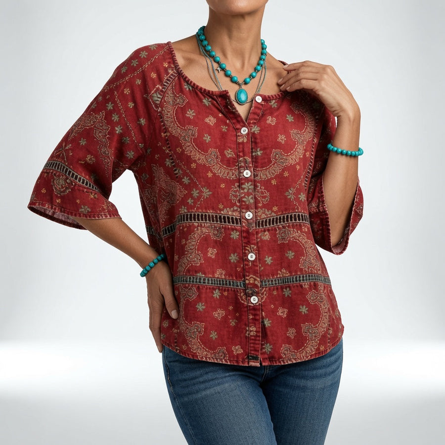 Sylvéria — Blusa bohemia con estampado elegante