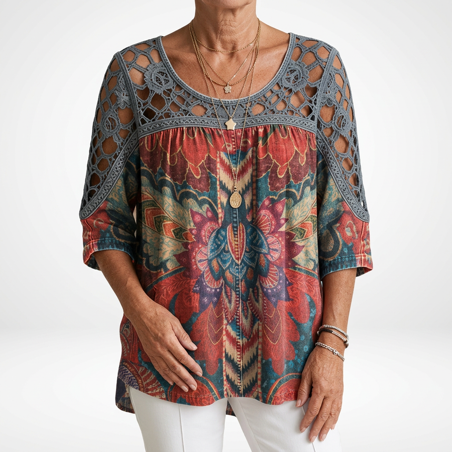 Zénaïde — Blusa oversize de estampado étnico