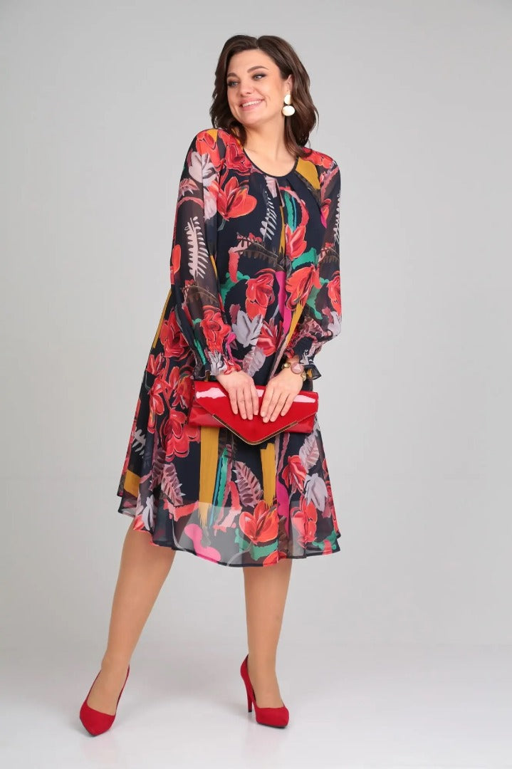 Manuelle — Vestido floral fluido elegante