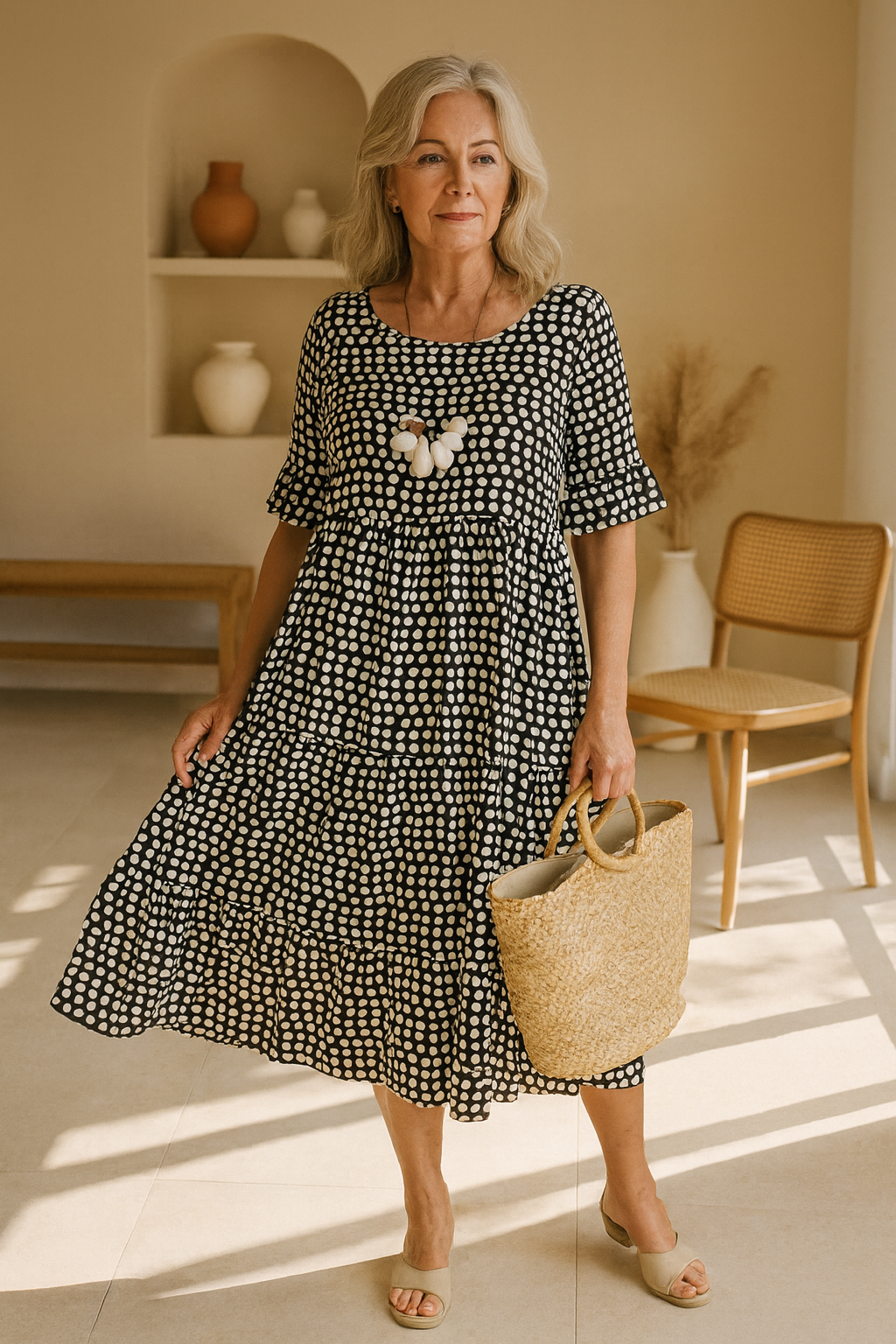 Noémie — Vestido midi fluido elegante