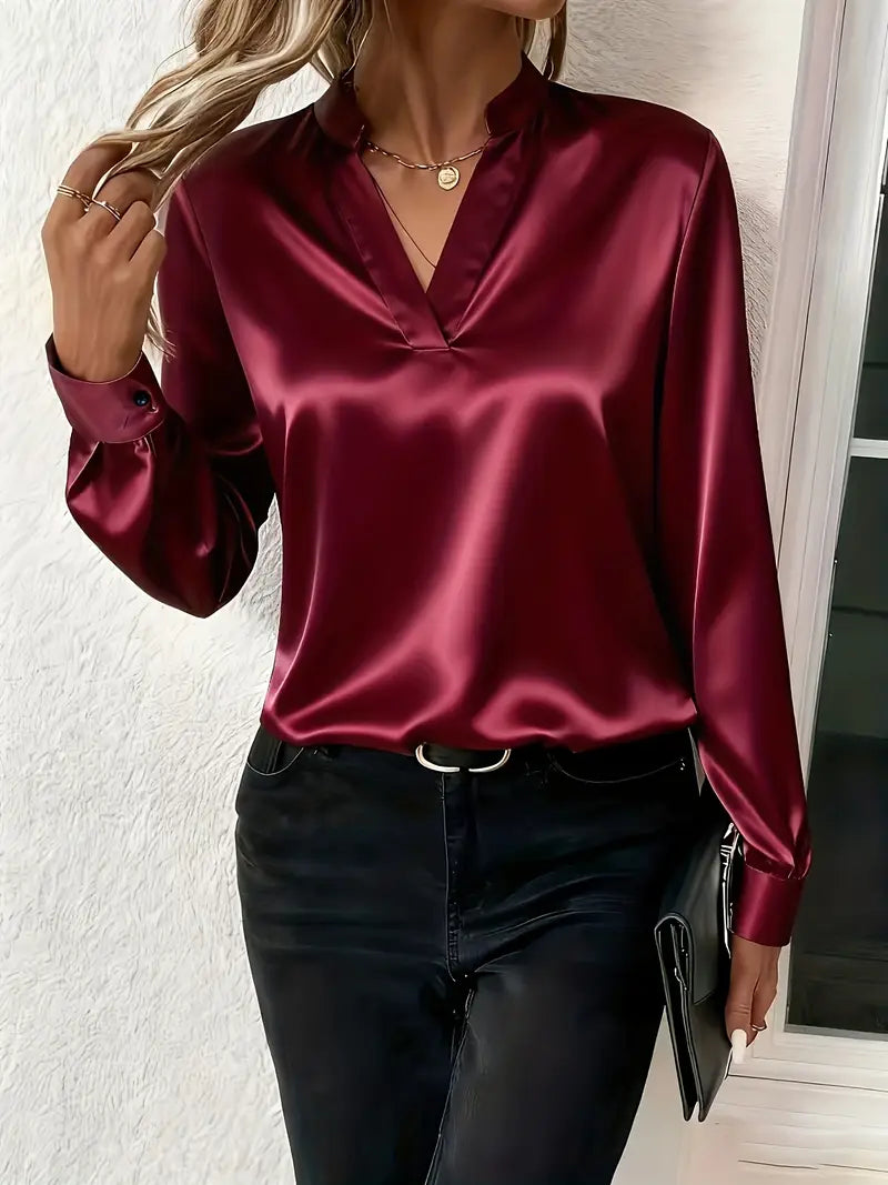 Claudine — Blusa satinada elegante y atemporal