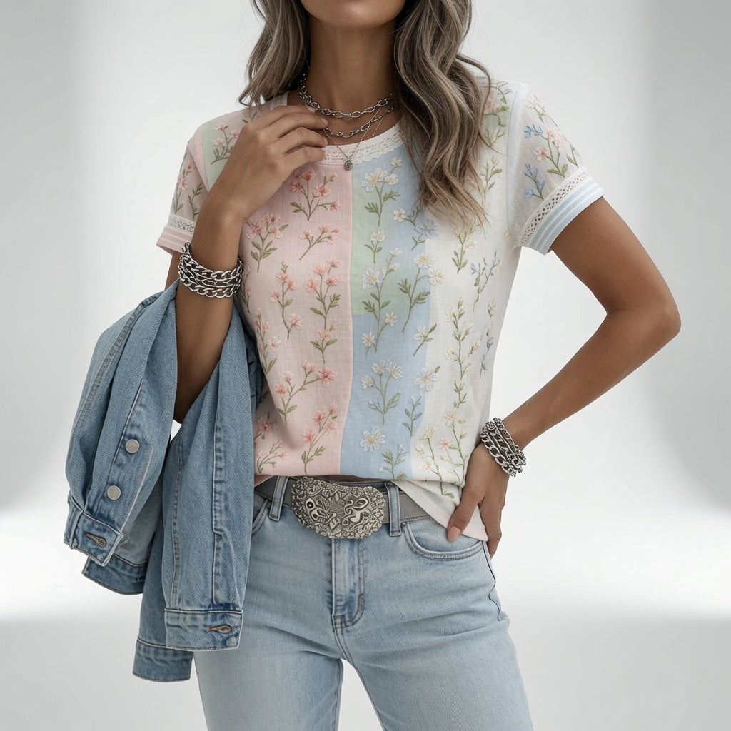 Mélisande — T-shirt floral elegante y cómodo