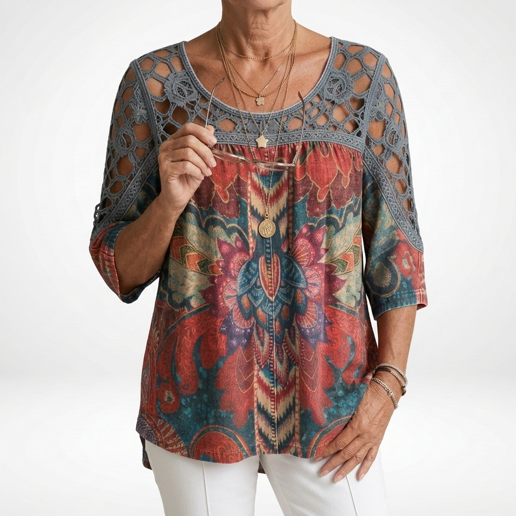 Zénaïde — Blusa oversize de estampado étnico
