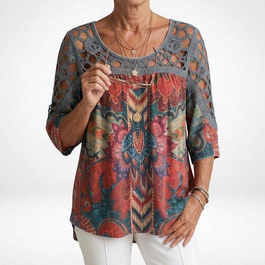 Zénaïde — Blusa oversize de estampado étnico