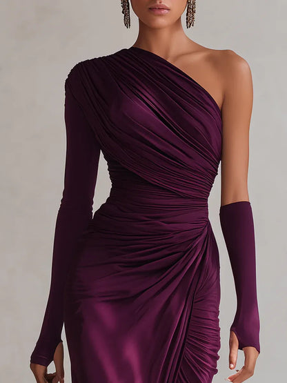 Isadora — Vestido maxi drapeado de un hombro