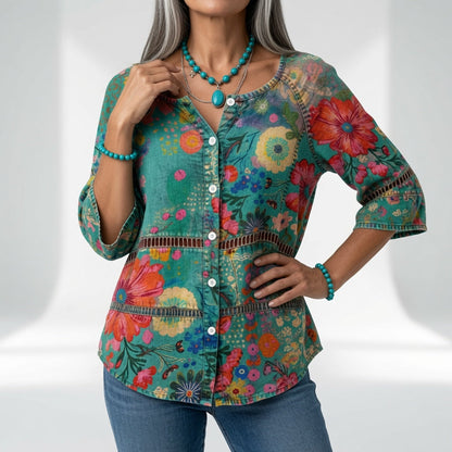 Sylvéria — Blusa bohemia con estampado elegante