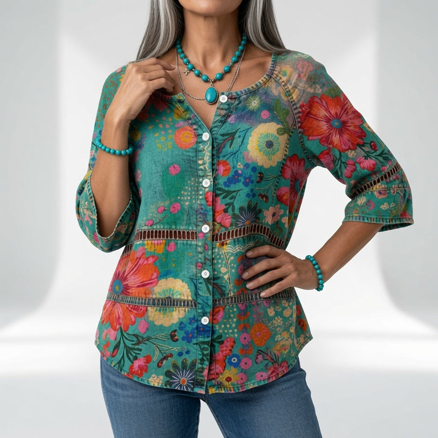 Sylvéria — Blusa bohemia con estampado elegante