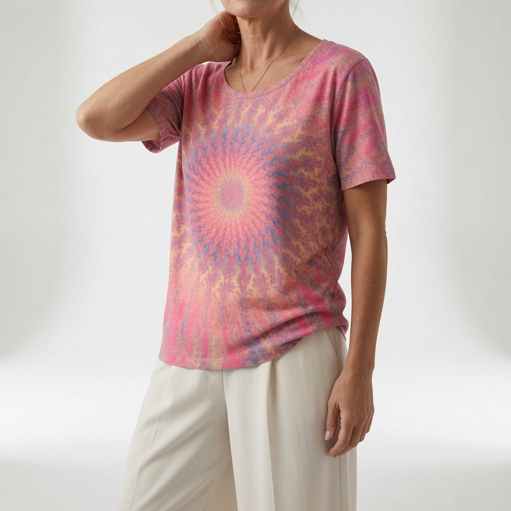 Lysoria — T-shirt fluido con estampado artístico