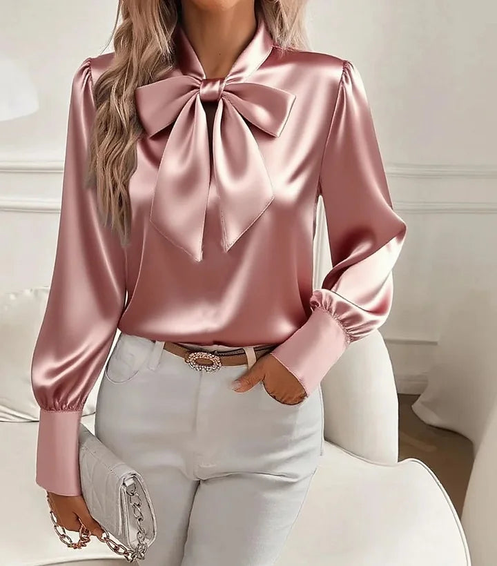 Élodine — Camisa satinada elegante de manga larga