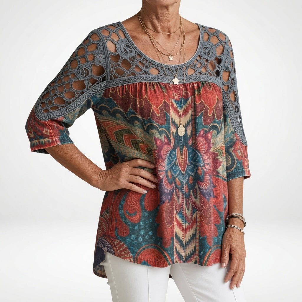 Zénaïde — Blusa oversize de estampado étnico