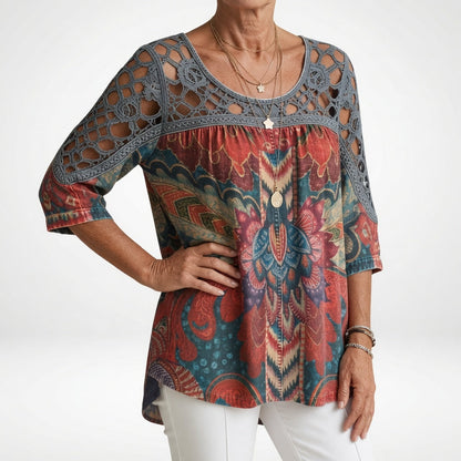 Zénaïde — Blusa oversize de estampado étnico
