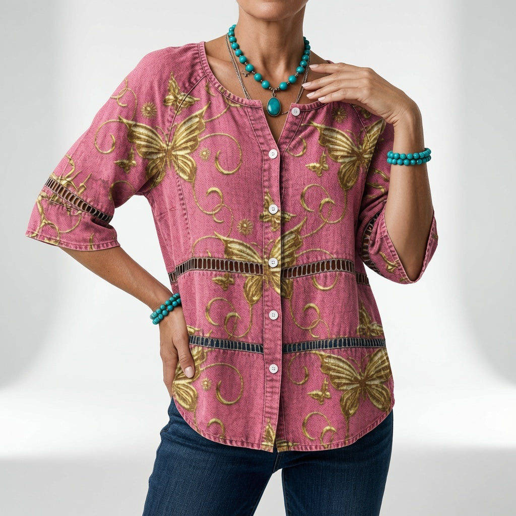 Sylvéria — Blusa bohemia con estampado elegante