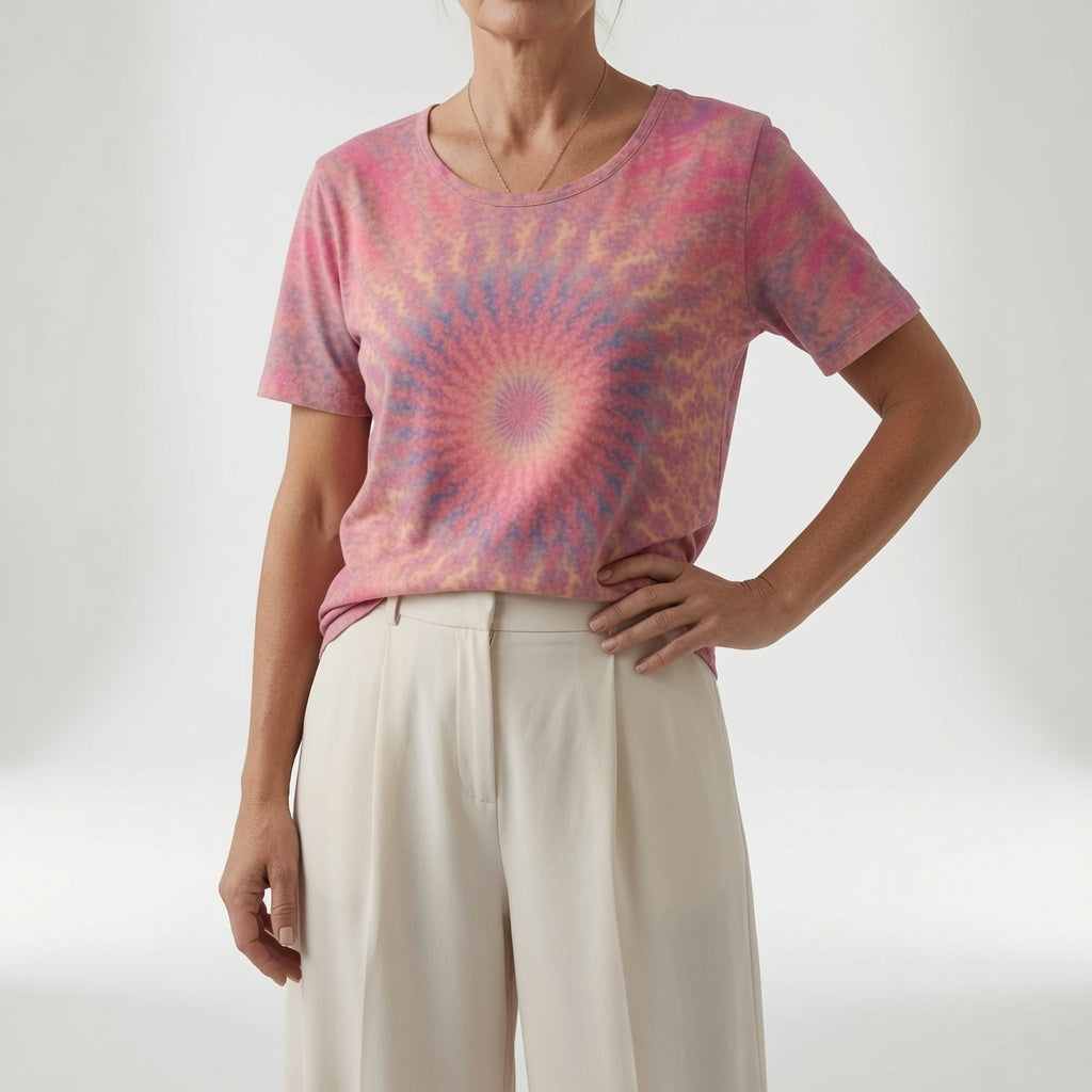Lysoria — T-shirt fluido con estampado artístico