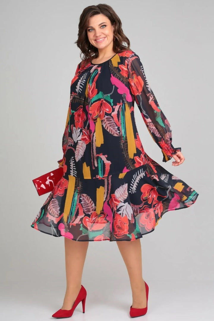 Manuelle — Vestido floral fluido elegante