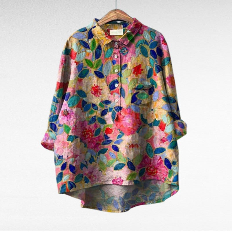 Rosélina — Camisa fluida con estampado floral