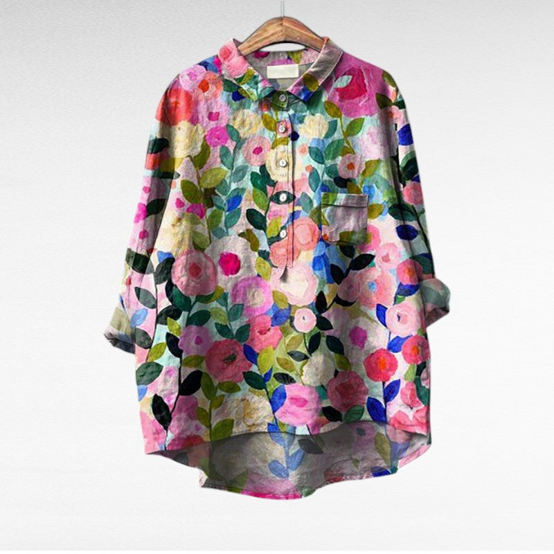 Rosélina — Camisa fluida con estampado floral
