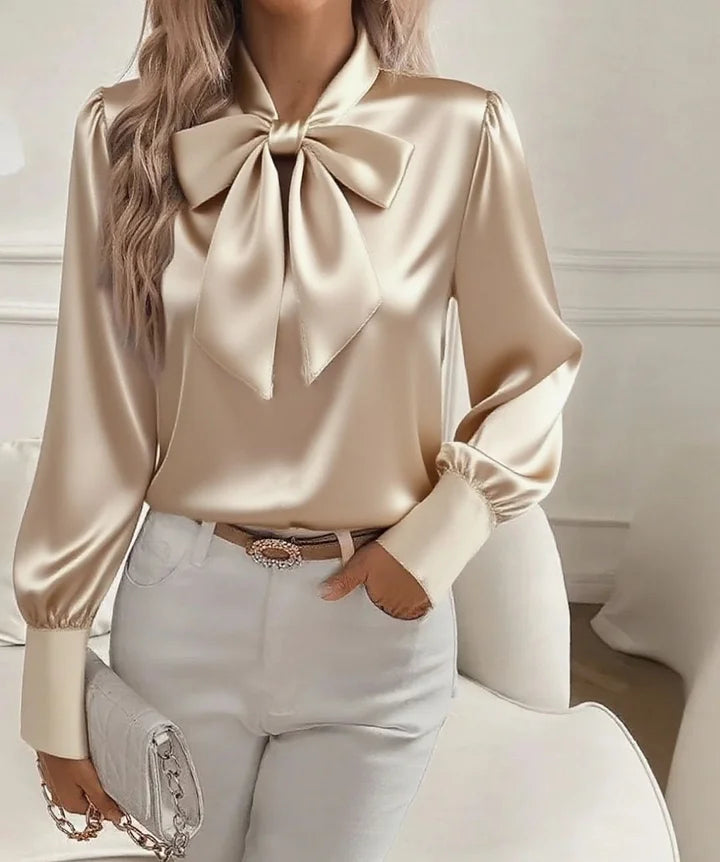 Élodine — Camisa satinada elegante de manga larga