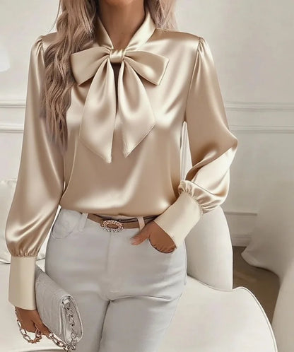Élodine — Camisa satinada elegante de manga larga