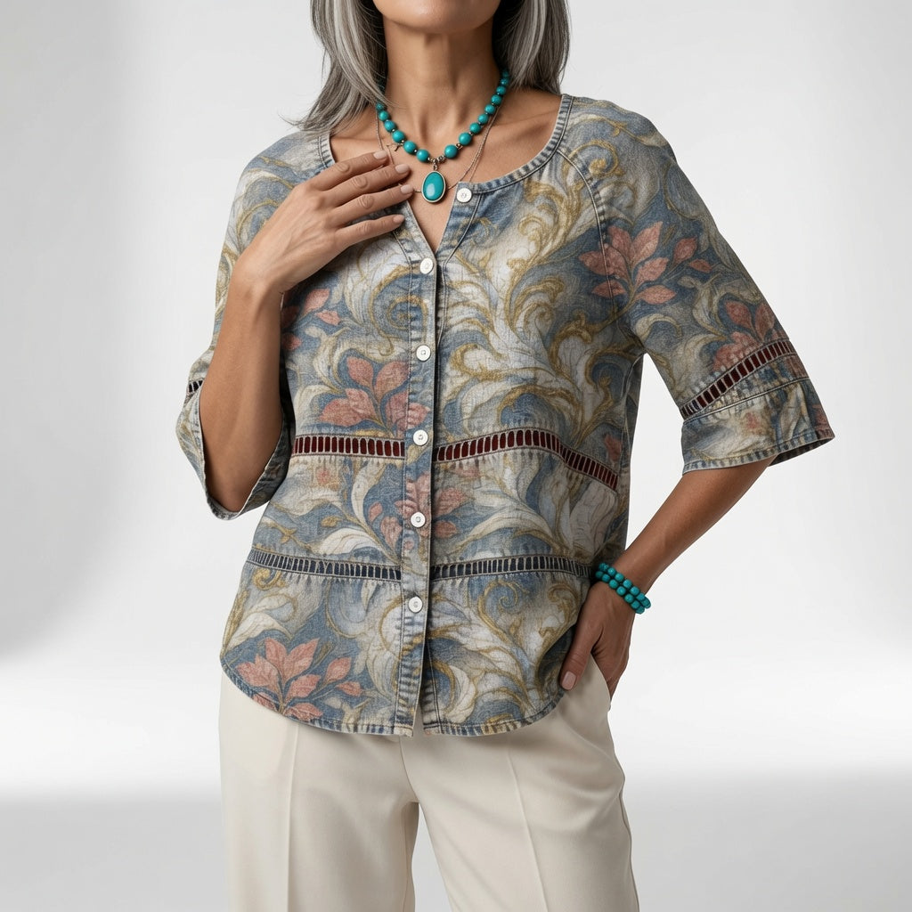 Sylvéria — Blusa bohemia con estampado elegante
