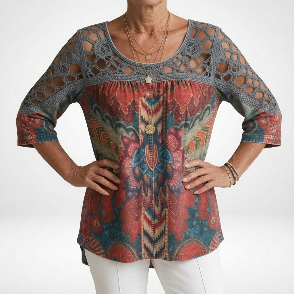 Zénaïde — Blusa oversize de estampado étnico