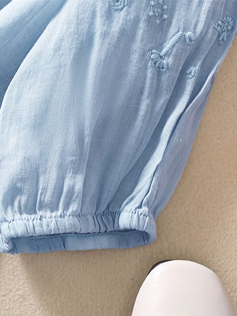 Éléna — Blusa bordada elegante de lino mezclado