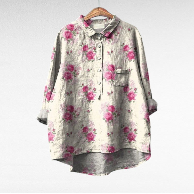 Rosélina — Camisa fluida con estampado floral