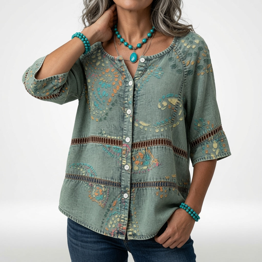 Sylvéria — Blusa bohemia con estampado elegante
