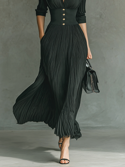 Valérie — Vestido plisado elegante con cintura estructurada