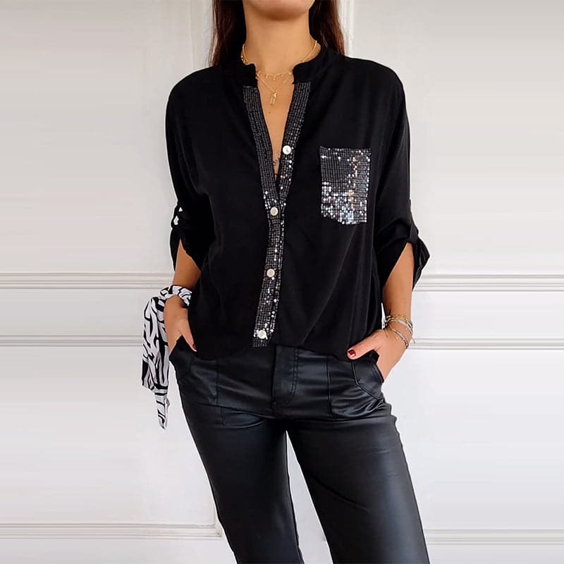 Marina — Top elegante con detalles brillantes