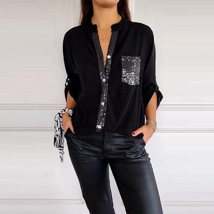 Marina — Top elegante con detalles brillantes