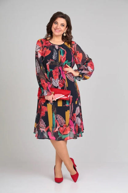 Manuelle — Vestido floral fluido elegante