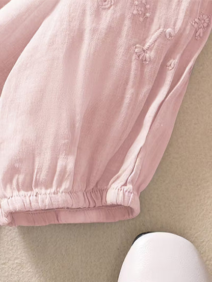Éléna — Blusa bordada elegante de lino mezclado