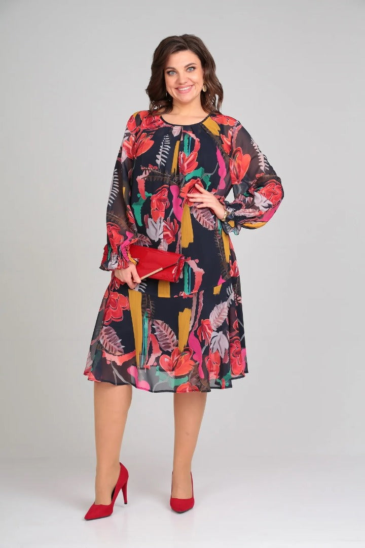 Manuelle — Vestido floral fluido elegante