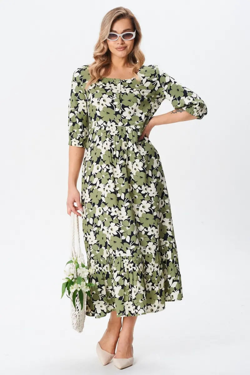 Florine — Vestido midi floral elegante y femenino