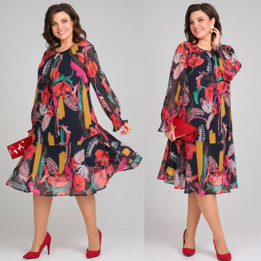 Manuelle — Vestido floral fluido elegante