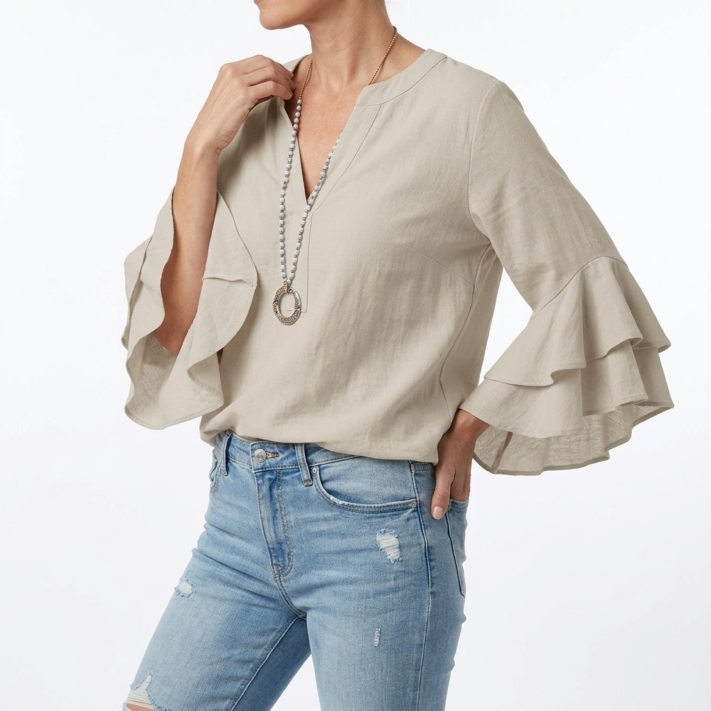 Mélorisse — Blusa fluida con mangas volantes elegantes