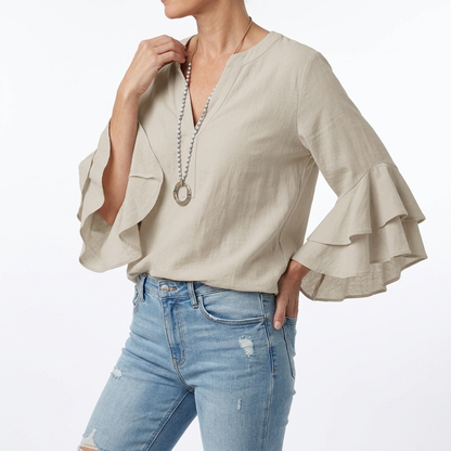 Mélorisse — Blusa fluida con mangas volantes elegantes