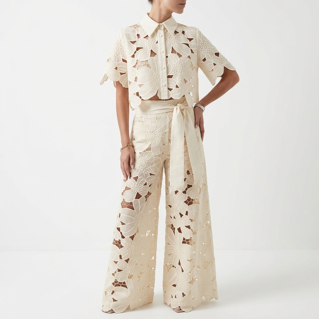 Solémira — Conjunto bordado fluido elegante