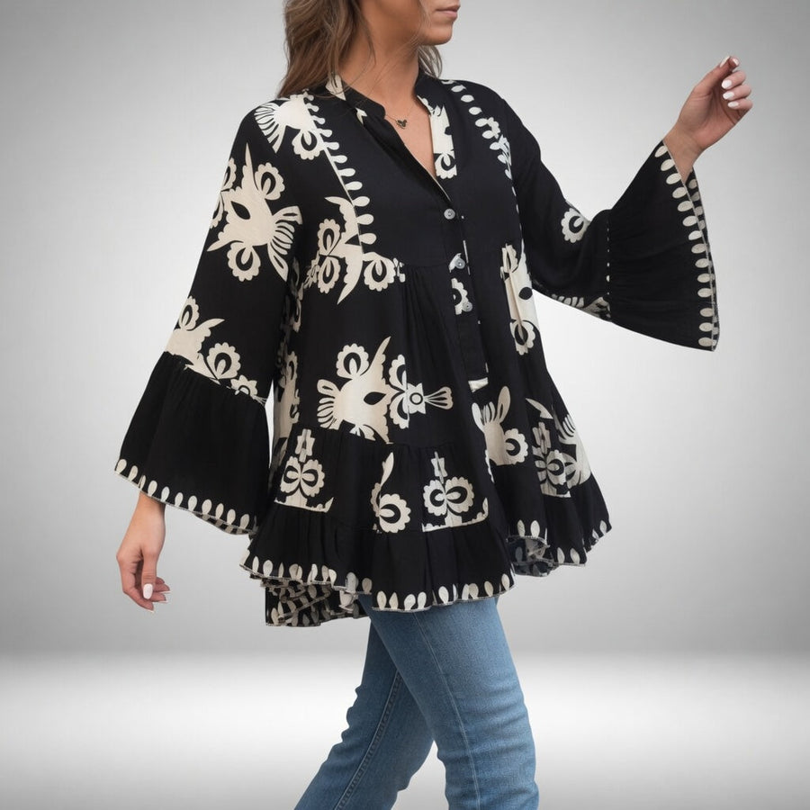Théodeline — Blusa bohemia con bordados florales