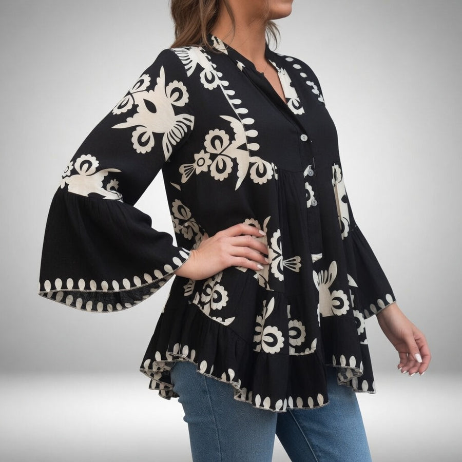 Théodeline — Blusa bohemia con bordados florales