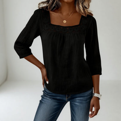 Célindre — Blusa de encaje con cuello cuadrado