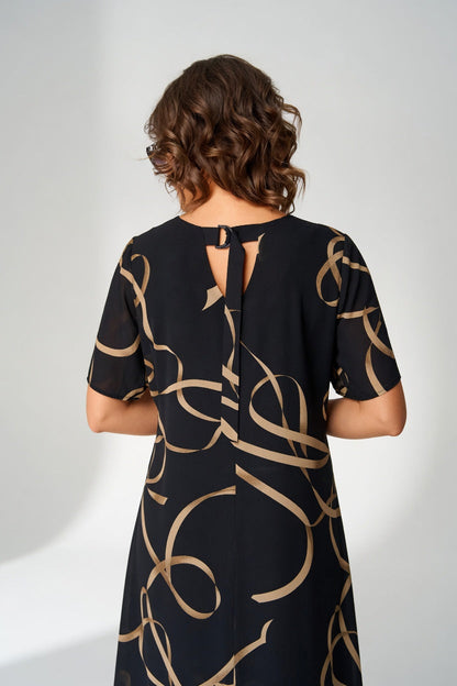 Edmée — Vestido fluido gráfico, elegancia moderna